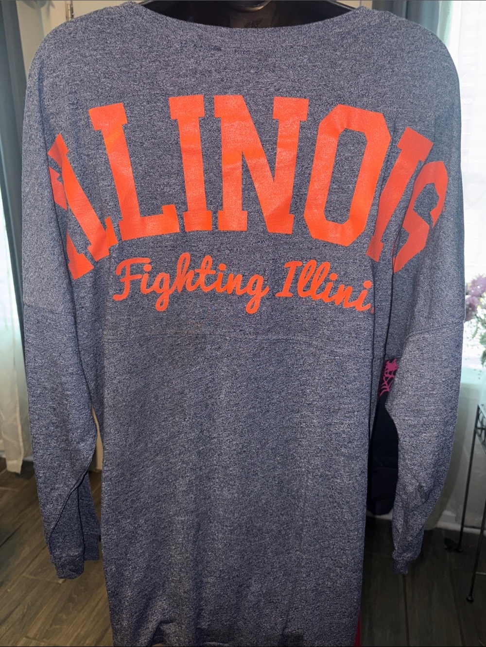 Chicka~d Illinois Fighting Illinois Gray & Orange Long Sleeve Tee Large